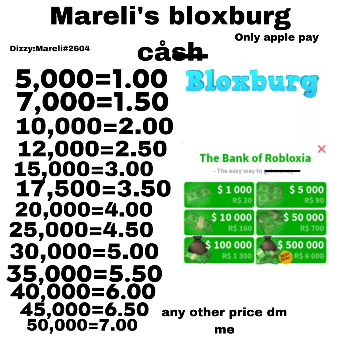 Trading 1000 robux, bloxburg cash, and breaking point divines for