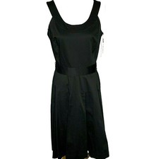 Calvin Klein Sleeveless Dress Size 10 Black Pleated Skirt Lined Bodice Back Zip