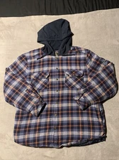 Legendary Outfitters Flannel Shacket Hoodie Shirt Jacket Mens XL Blue Plaid