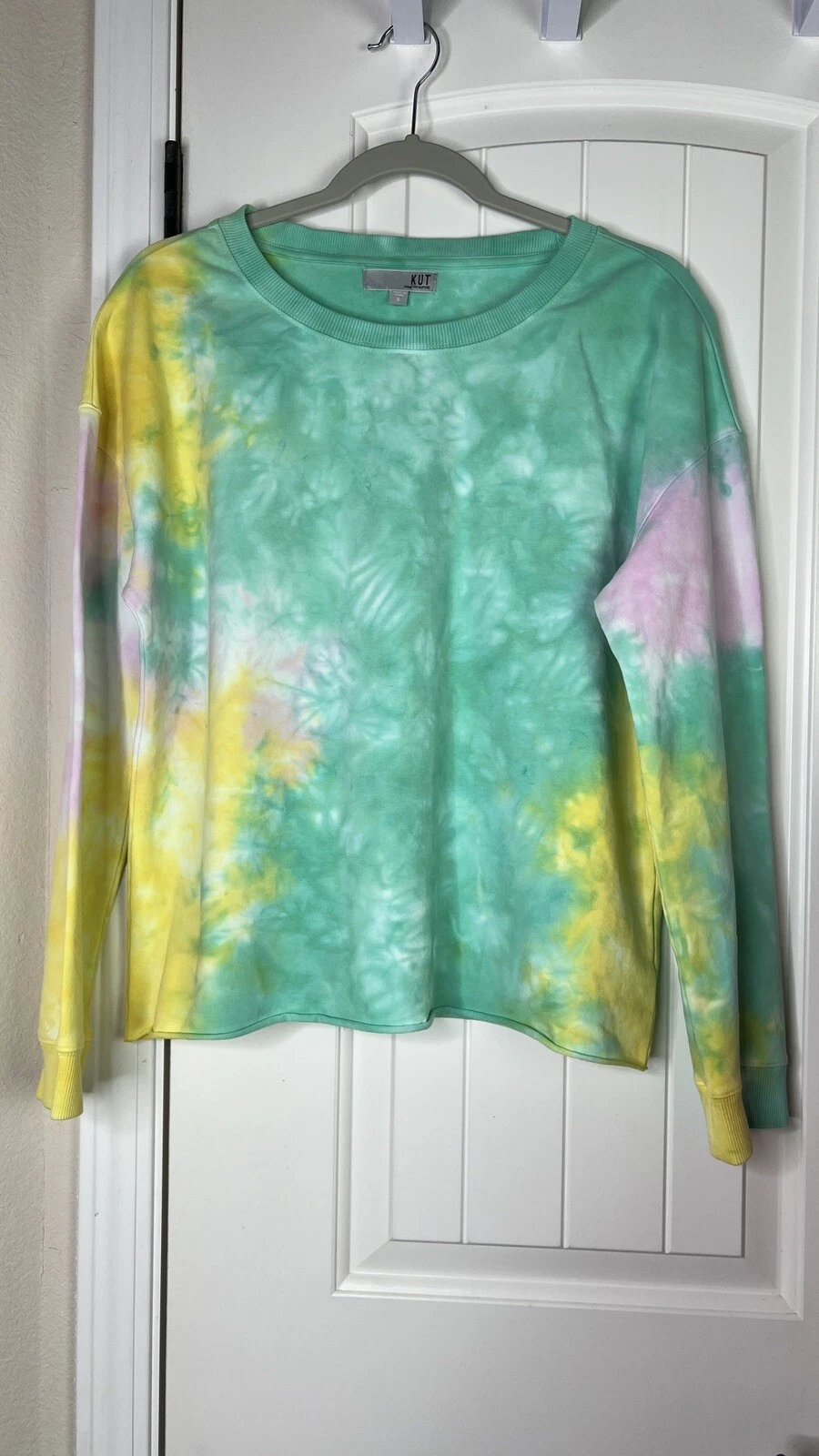KUT from the Kloth Women’s Tie Dye Sweatshirt Green Sz S Beach Cover Up Surfer