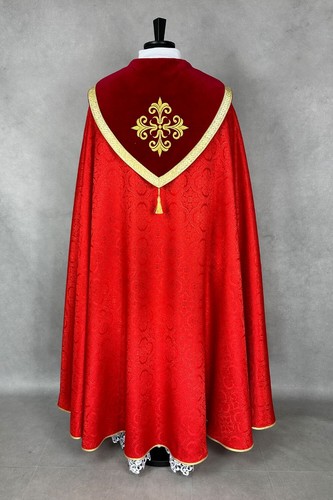 COPE roter Damast/Samt, Gothic Style Gewand, Stickerei - Bild 3 von 5