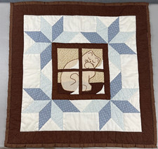 Hand Quilted Wall Hanging Applique Country Cat In Window Approx 23 X 23 Inch