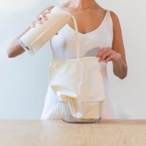 Nut Milk Bags Organic Cotton Heavy Muslin Bag Not Cheesecloth Pro Quality Unblea - Picture 3 of 9