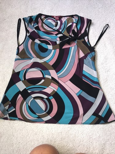 Monsoon Silk Top - Silk Abstract Pattern Sleeveless Top Size 10 - Vintage - Picture 9 of 12