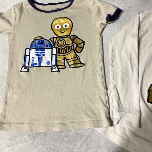 GAP Star Wars Pajama Tops Lot Of 2 Chewbacca C3PO R2-D2 Size 5 Toddler - Picture 3 of 13