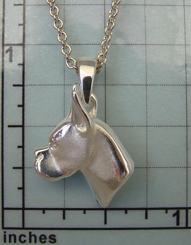 Small Sterling Boxer Head Study With Cropped Ears Lapel Pin - Picture 6 of 6