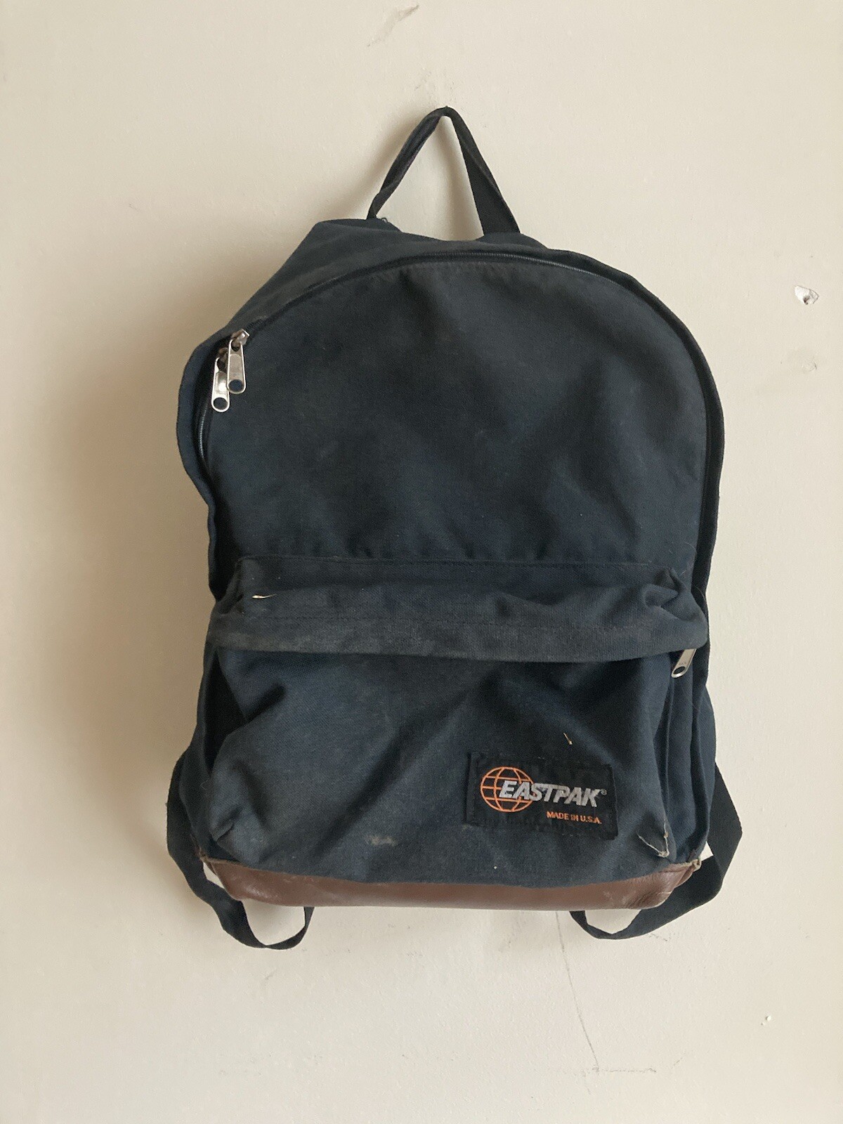 Mochila Eastpak vintage - Hecha en EE. UU. - Color azul raro - Cuero de skate vintage