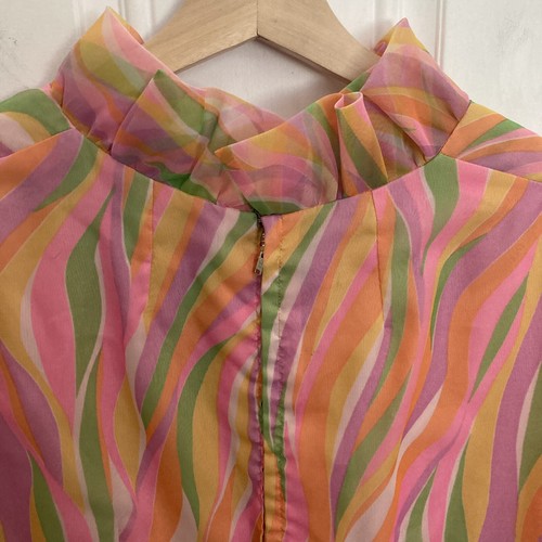 Vtg 60s or 70s Mod Couture Lily & Emilio Style Disco Dress Sheer Sleeves OOAK - Picture 7 of 10