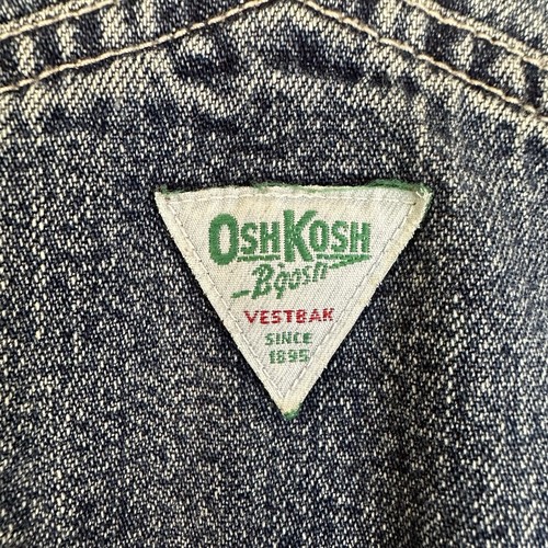 Boys 3T Frog Overalls Denim Chenille Patches Osh Kosh Bgosh Vest Back Blue Jean - Picture 8 of 13