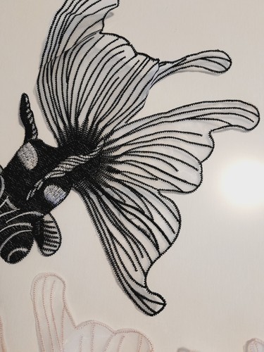 DIY 1 Black & 1 Pale Pink Goldfish Patch Sew On Embroidered Embroidery Craft - Picture 4 of 6