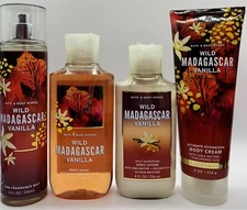 S/4 Bath & Body Works WILD MADAGASCAR VANILLA Mist Cream Lotion Shower Gel Wash