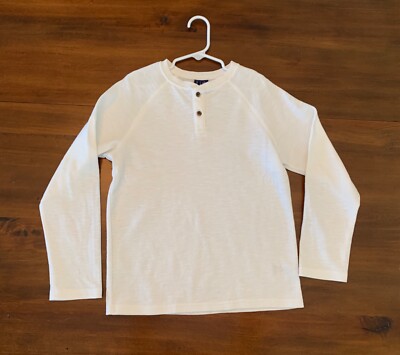 Janie and Jack Boys Size 10 Henley Top, Waffle, Buttons, Long Sleeve, Ivory