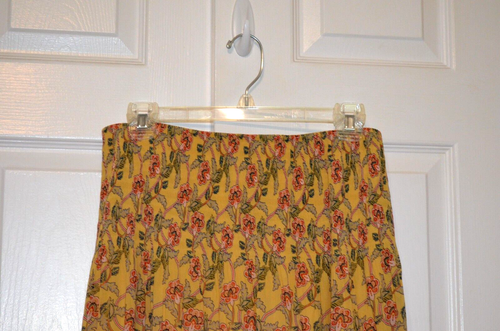 Nwt Max Studio Skirt Women's M Yellow Floral Flowery Cottage Elastic Waist Lined - Picture 3 of 13
