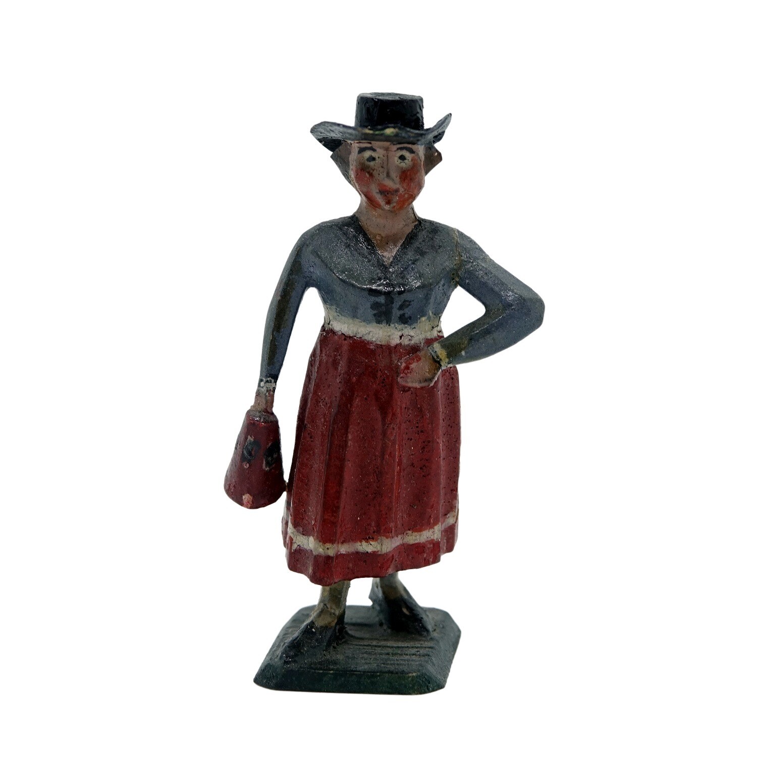 Figura De Belén Grulicher, Mujer Con Bolsa, ~ 1900 > 7 Cm < (# 15688)