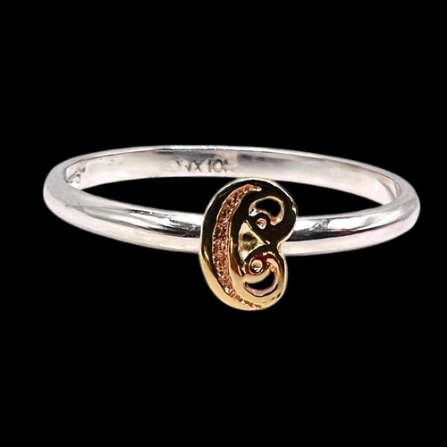 10 Karat Gelbgold Initialen Ring Buchstabe C auf Sterlingsilber Buchstabenband Größe 11