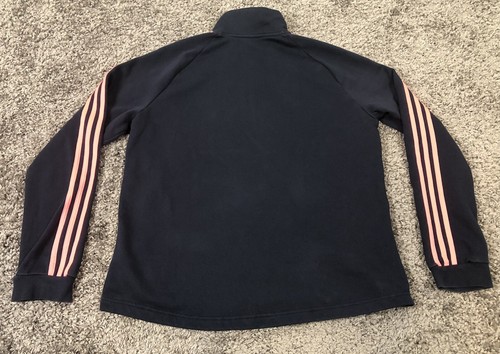 Adidas Girls 1/4 Zip Pullover Size XL Navy Blue Hot Pink Stripes Long Sleeves - Picture 8 of 12