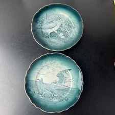 VTG Simi-Vitreous Buffalo Pottery American Herring Gull Plate +American Woodcock