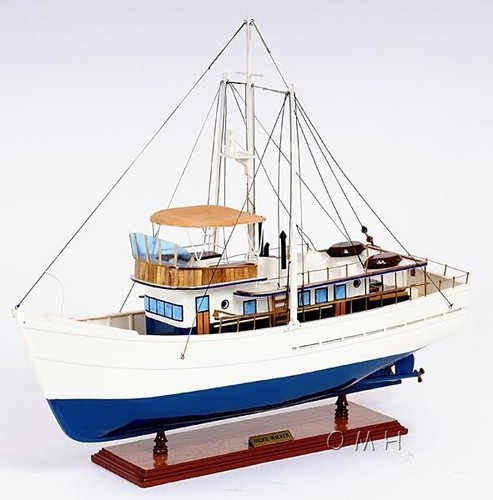 Sailboat Model Watercraft Traditional Antique Dickie Walker Wood Metal Frame - Picture 10 of 10