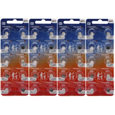 40 Renata 377 SR626SW Silver Oxide 1.55v 0% MERCURY Batteries
