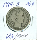 1914 S BARBER HALF  VERY GOOD / FINE     .