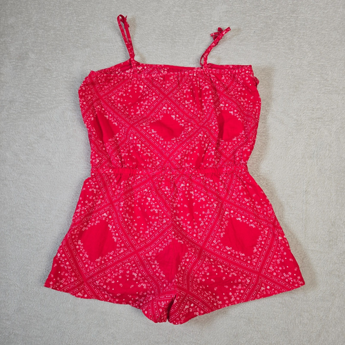 OshKosh B'gosh Romper Girls Size 12 Red Bandana Print Sleeveless Summer Cotton - Picture 8 of 10