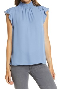 vince camuto smocked neck blouse