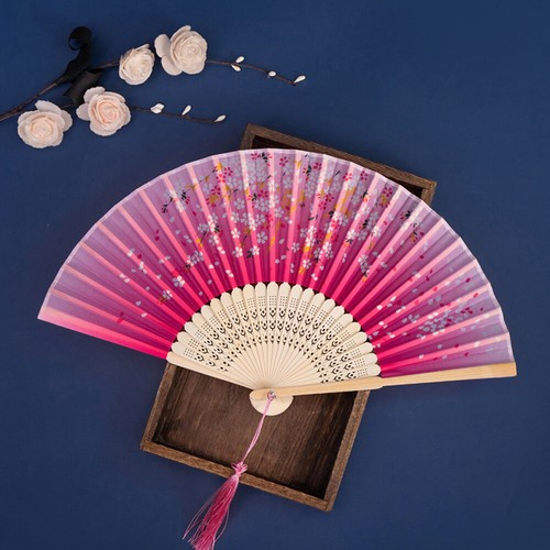 Chinese Style Folding Fan Bamboo Cloth Foldable Hand Held Dance Party Favor Gift - Picture 14 of 22