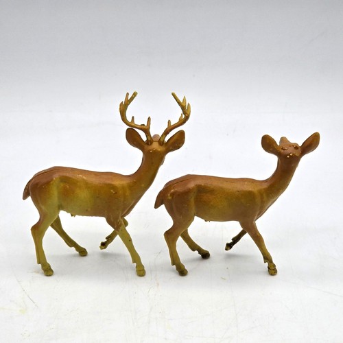 Christmas Décor VTG Plastic Celluloid Buck Doe Brown Deer Blow Mold Hong Kong - Picture 5 of 7
