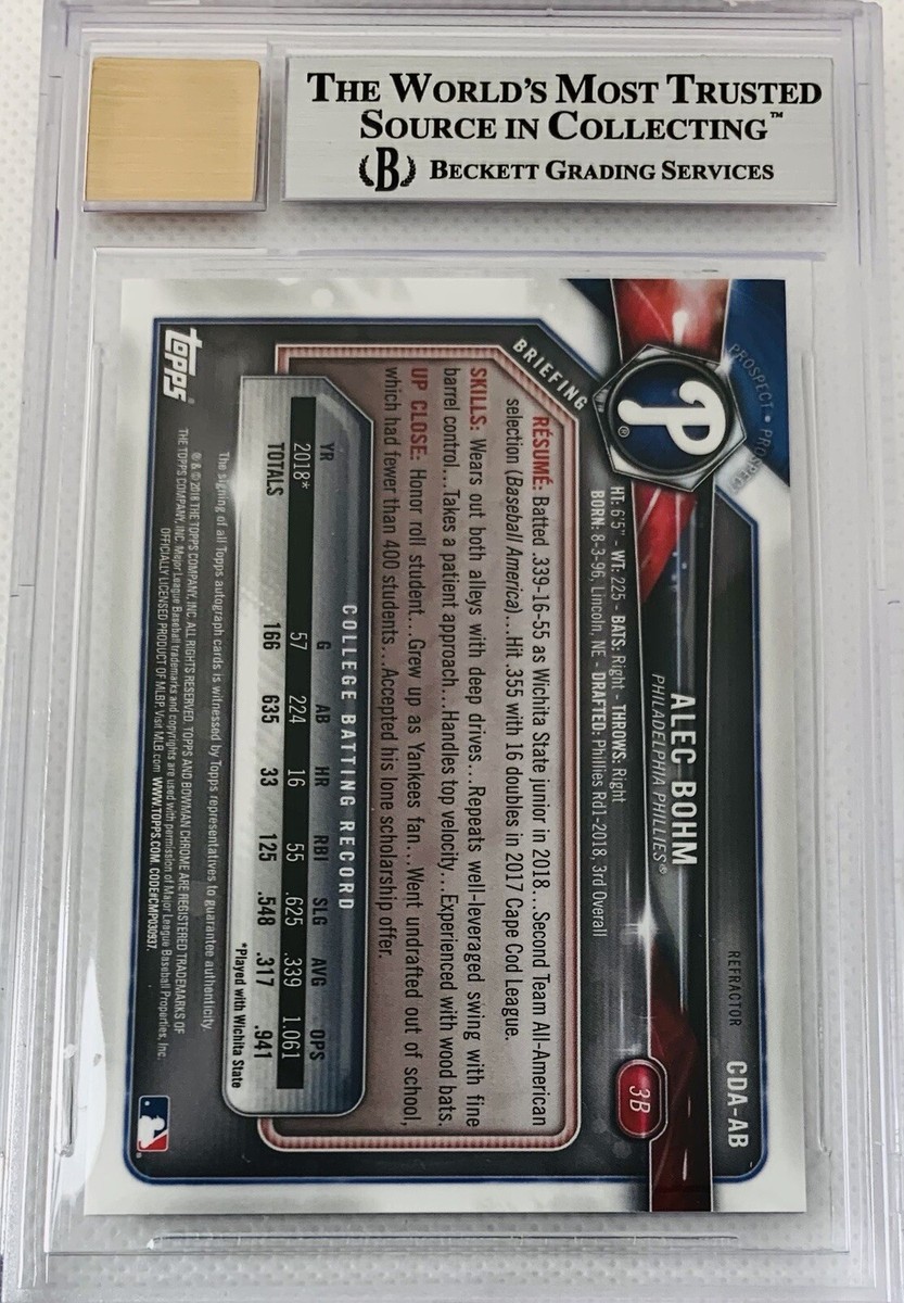 2018 Bowman Chrome Alex Bohm 1st Bowman Auto SP Refractor #/499