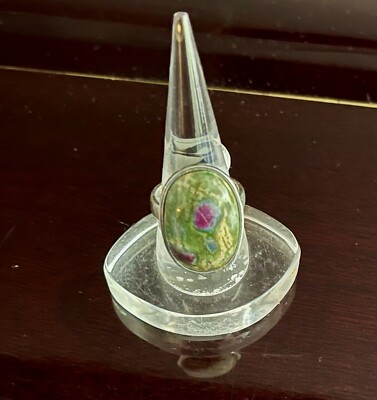 Silberring mit echtem Stein, Ruby fuchsit 925 ger Silber Größe 20/60