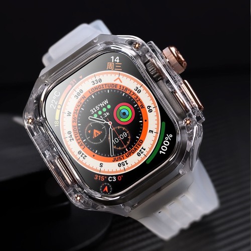 49mm 45mm Rubber Mod Kit Case Band Fr Apple Watch Ultra 2 9 8 7 6 Transparent PC - Zdjęcie 19 z 58