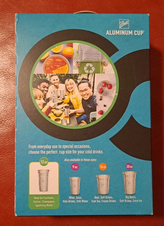 Алюминиевая чашка для холодных напитков Ball The Ultimate пригодная для вторичной переработки 12 унций 18 карат - Изображение 2 из 3