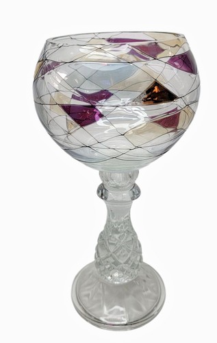 Vintage PartyLite Mosaic Tiffany Stemmed Challis Candle Holder - Picture 2 of 6