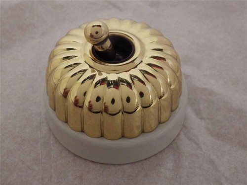 10 x Classic Electric white porcelain fluted brass victorian style switch 20 WPB - Picture 5 of 6