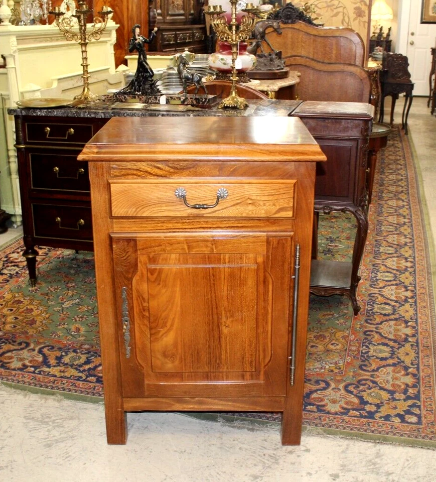 Французский антикварный каштановый шкаф | 1 дверь 1 ящик тумбочка для хранения - Изображение 2 из 4