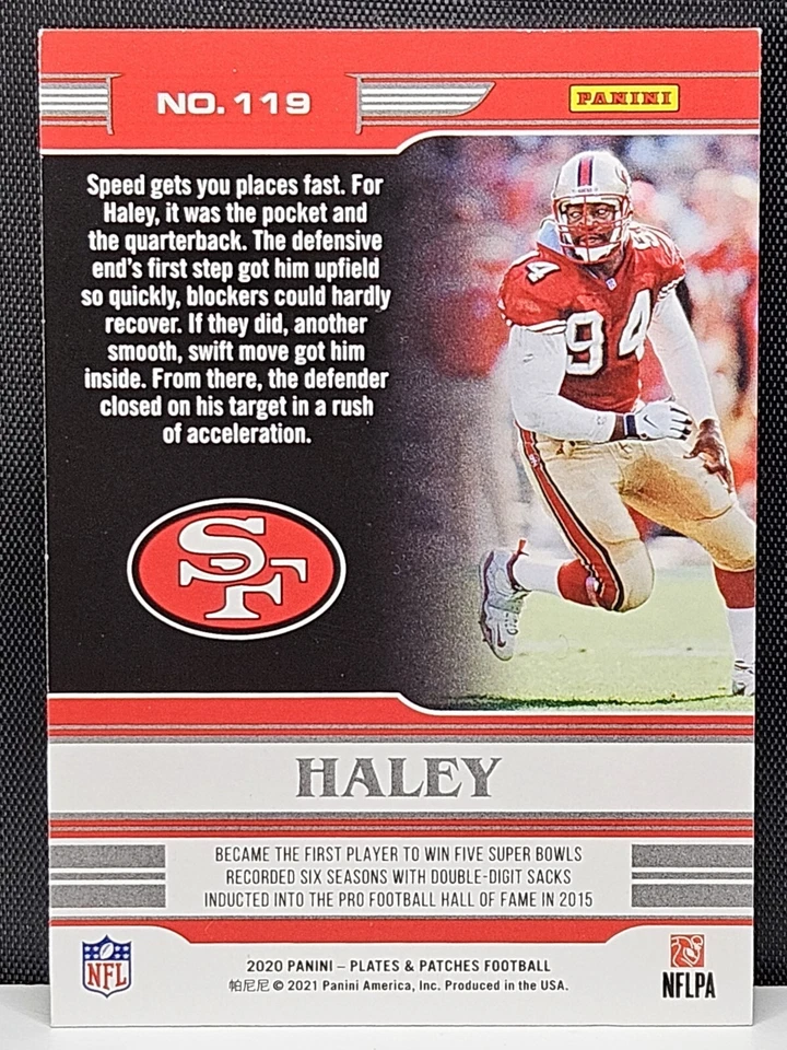 2020 Panini Plates and Patches Green #119 Charles Haley Legends #' /25 - 49ers - Image 2 of 2