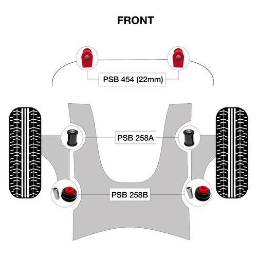 PSB Bush Complete Front Lower Arm & ARB 22mm Poly Kit For Nissan Tiida 04 - 11 - Picture 2 of 4