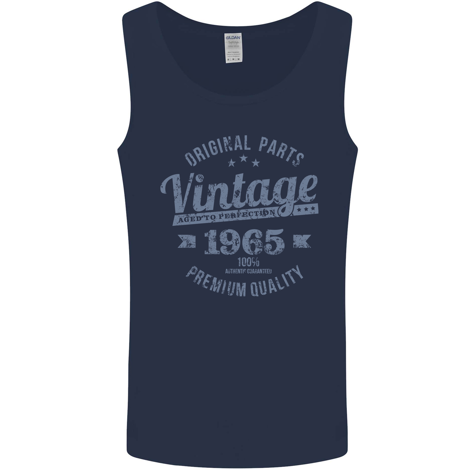 Vintage Year 60th Birthday 1965 Mens Vest Tank Top Navy Blue