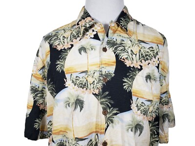 Jamaica Jaxx Mens Silk Hawaiian Shirt XXL/EEG Button Up Floral Design Multicolor