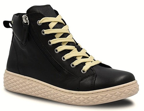 Cabello Comfort Shoes Una Leather Lace Up Zip Boots Cabello Shoes Una Tan Black - Picture 9 of 16