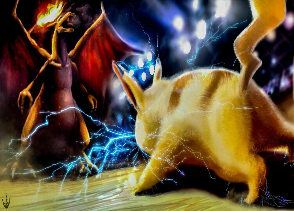 Leinwand Pokemon Pikachu  Anime Bilder Wandbilder - Hochwertiger Kunstdruck - Bild 2 von 4