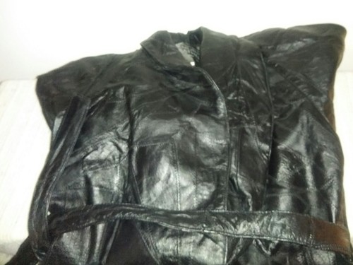 Giovanni Navarre Italian Stone Design Genuine Leather Mid-Length Trench Coat (S) - Picture 9 of 9