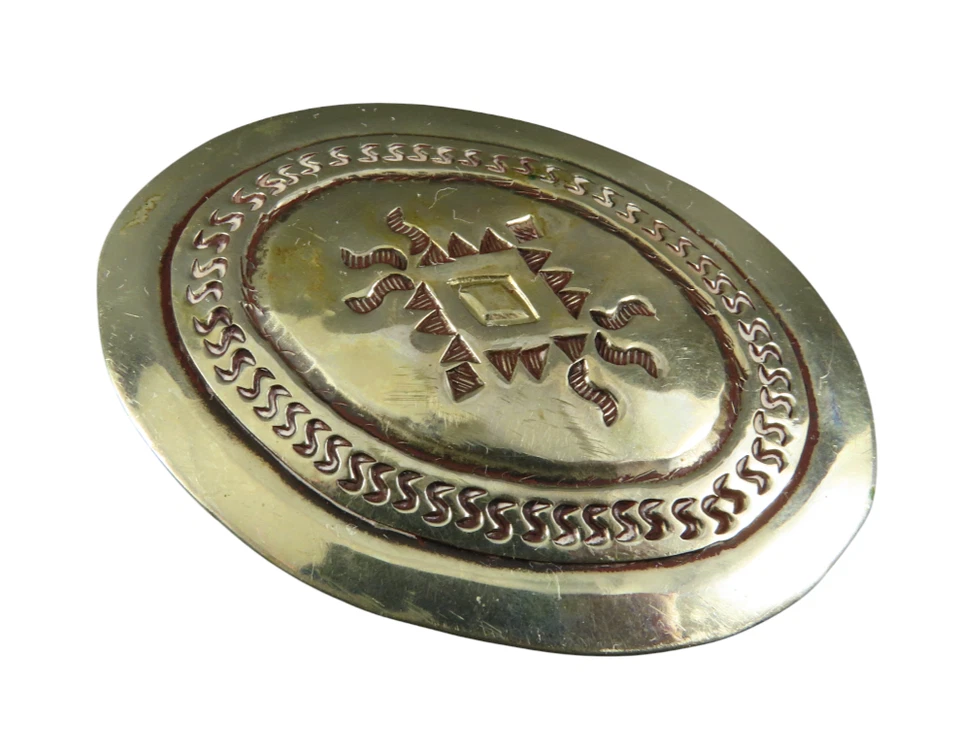 Vintage MARKED MEXICO Silver Alloy? LADIES BELT BUCKLE Stamped Western SUNBURST - Image 4 of 4