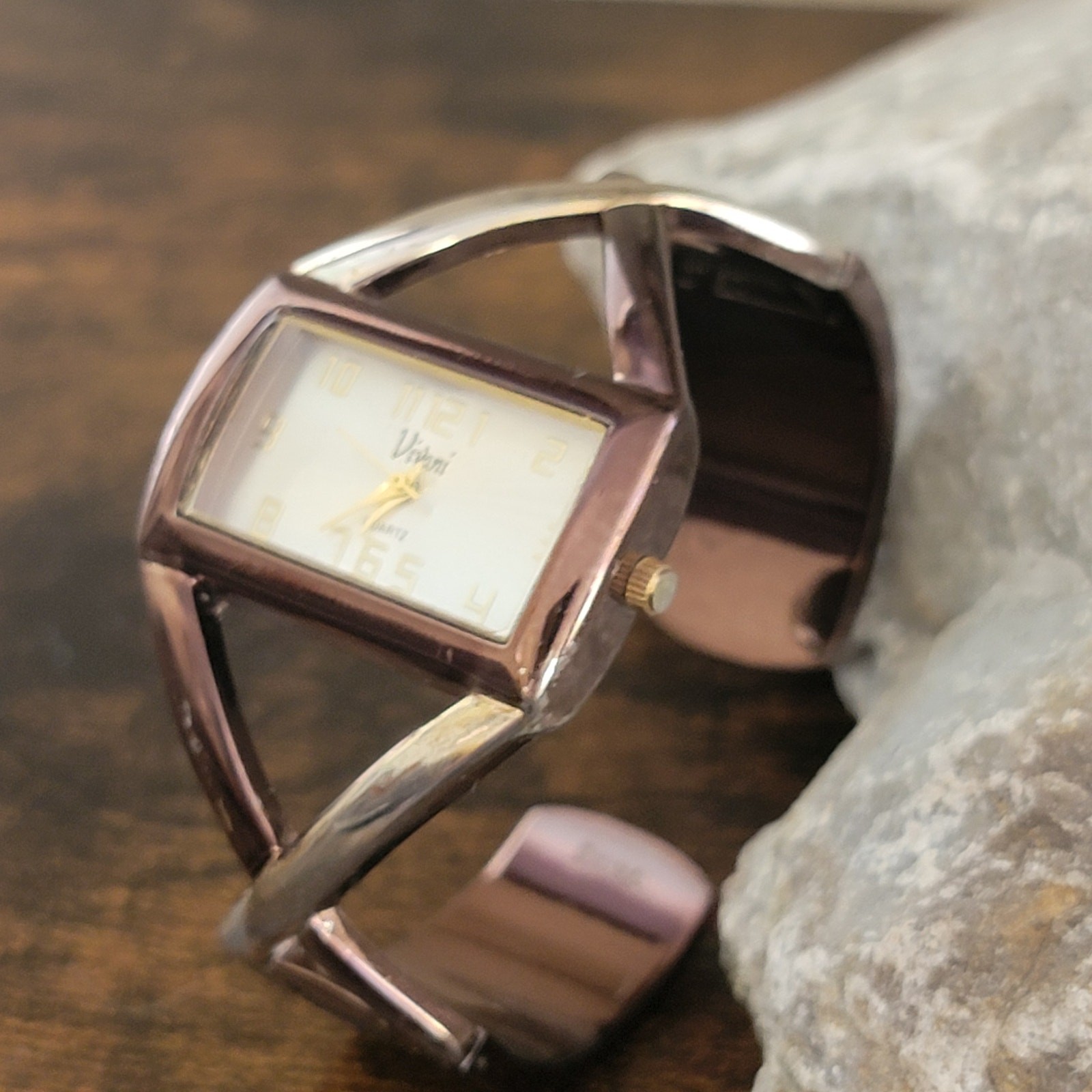 Vintage Watches Vivani Geometric Bronze Silver Qu… - image 10