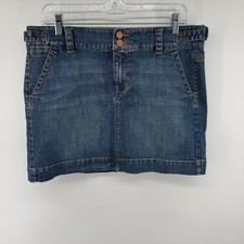 Gap Jeans Y2K Womens Blue Denim Mini Skirt Double Button Side Buckles Size 10