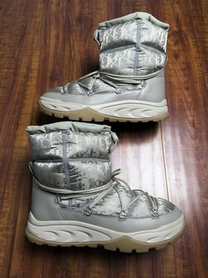 Dior Snow Oblique Puffer Monogram Beige Grey Snow Boots Sneakers - Size 45D 12US