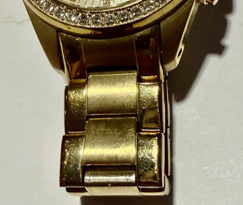Fossil💫All Stainless Steel Quartz Women's Watch ✨Gold Rhinestone Bracelet Date - Picture 6 of 11