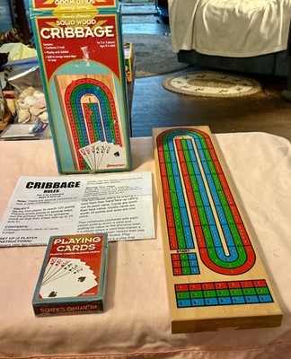 family classics solid wood cribbage board with deck of cards new