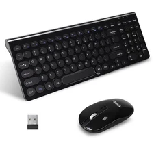 Wireless Keyboard and Mouse Combo - Silent Click, 12-Month Battery, Military ...
