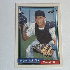 1992 Topps Traded Jason Varitek #123T Team USA Rookie Card. rookie card picture